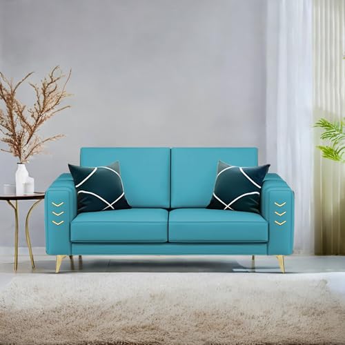 Image of Casaliving Falco 2 Seater Sofa Set for Living Room (Turquise Fabric) Premium Fabric Sofa