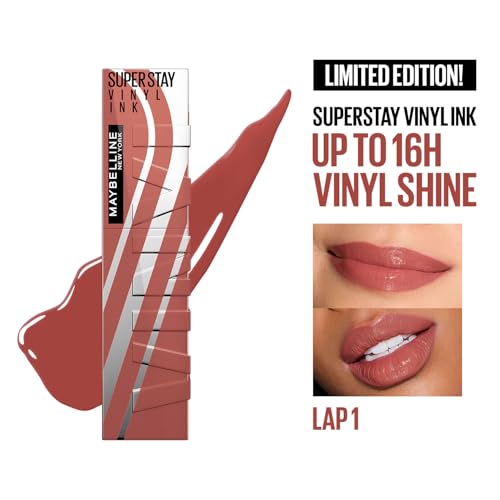 Image of Maybelline Super Stay Vinyl Ink High Shine Racing Liquid Lipstick, Lap 1 | 4.2ml