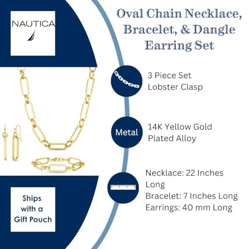 Nautica Link Chain Necklace Earring Bracelet Set for Women - image 4