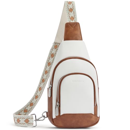 Image of BOSTANTEN Sling Bag for Women Leather Crossbody Bag Vintage Cross Body Purse for Travel with Guitar Strap, Bohemian Style