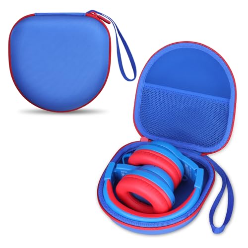 Image of Headphone Headset Case for JLab JBuds Lux ANC /Beats /JBL /TOZO /BERIBES /Picun /KVIDIO Noise Cancelling Over-Ear Foldable Headphone, Blue+Red Edge (Case Only)