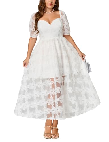 EYWOL Plus Size Wedding Dress: White Dresses for Bridal Shower - White Formal Dress for Curvy Women - Plus Size Bachelorette Dresses - Wedding Rehearsal Outfits