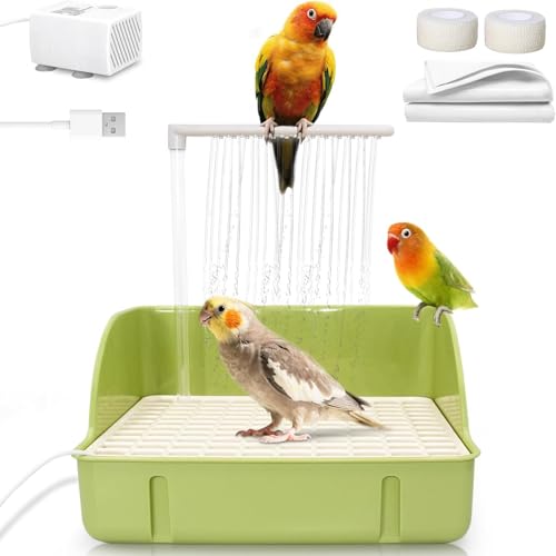 Baño de pájaros Automático,Contenedor De Baño De Aves Automático Con Bomba - Gran Cuenca De Baño Para Loros, Accesorio De Jaula Para Piquitos, Calopsitas, Periquitos, Guacamayos y