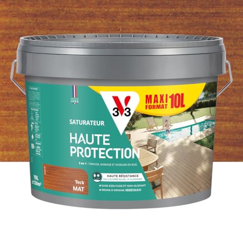 V33 Saturateur bois extérieur Teck mat - Pour terrasses et mobilier de jardin - Haute...