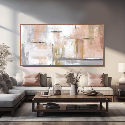 Kureful Abstract Wall Art Gold Wall Decor for Girl Pink Pictures for Living Room Hand Painted Painting for Bedroom Home Office Wall Decorations 24"x 48" by Kureful - Image 2