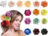 15 Pieces Flower Hair Clip for Women Rose Floral Pins Accessories for Wedding(Stylish Colors)