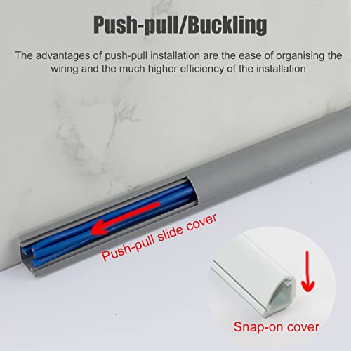 Canaleta para cables de PVC, 2 unidades, 3,3 pies, resistente al desgaste, cubierta para cables en piso y pared, pintable, gris, 14x14 mm miniatura 5
