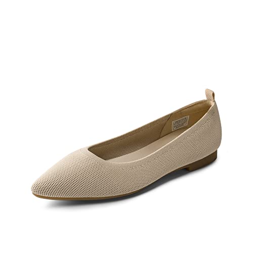 Burudani Women's Sbdfa2311W Pointed Toe Ankle Strap Ballet Flats, Comfortable Dressy Flat Shoes Casual Work Office Shoes, Nude, Size 7.5 #TOP11