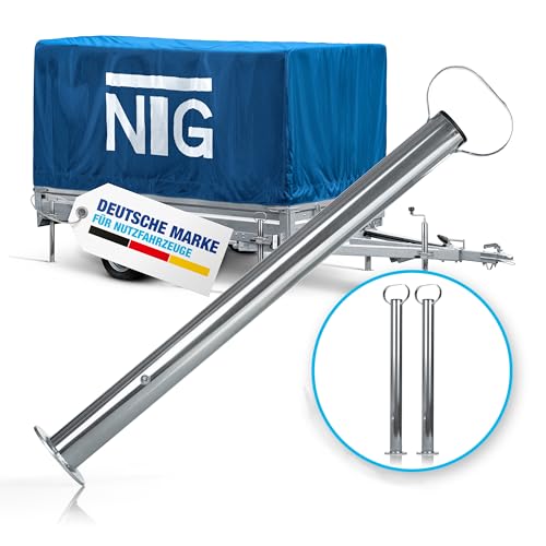 NTG Anhänger Stützen Set 2 Stück 600 mm Höhe je 300 kg Tragkraft Durchmesser 48 mm verzinkter Stahl höhenverstellbar mit Griff Anhängerstützen für PKW Anhänger Wohnwagen wetterfest und stabil