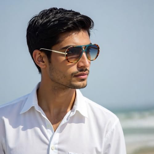 Panther Aviator Sunglasses, Double Beam Design Fashion Vintage Shades Retro Sun Glasses Women of Any Face Shape4