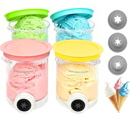 4 Stück Behälter für Ninja CREAMi Swirl NC701EU 480ml