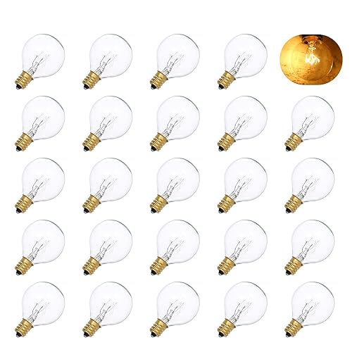 Tomshine G40 Globe Tungsten Incandescent Bulb Lamp 25 Pack E12 Base Socket Holder IP44 Water Resistance Warm White for String Light Home Party Decoration Wedding Function Portable