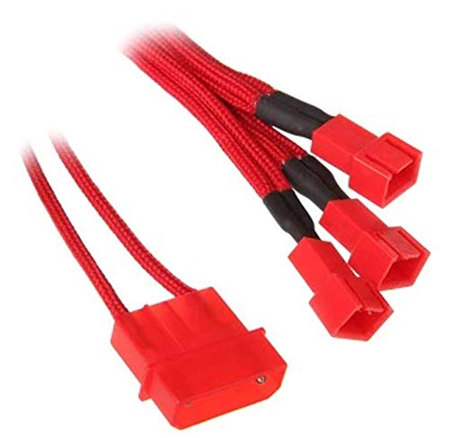 BitFenix BFA-MSC-M33F7VRR-RP - Cable (Macho/Macho, Molex (3-Pin), 3 x Fan (3-Pin), Derecho, Derecho, Rojo)