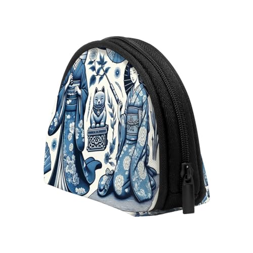 Portable Coin Purse Asian-Japanese-Maneki-Geisha Mini Zippered Money Pouch Card Holder4