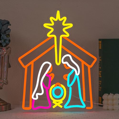 Image of Nativity Neon Sign Christmas Neon Light for Wall Decor