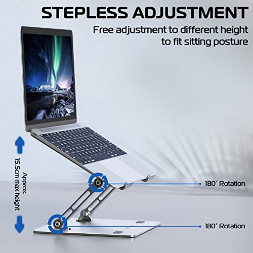 image for Nofinn Silver Laptop Stand for Desk, Adjustable Foldable Notebook Stan