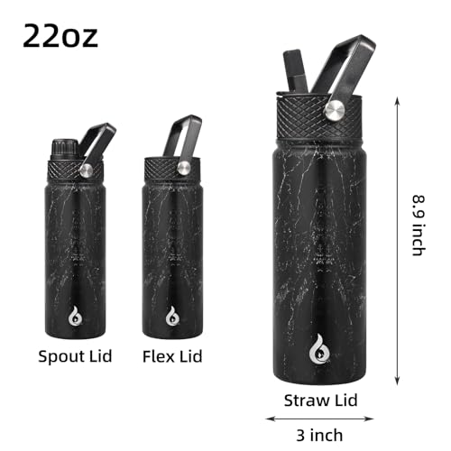 image for BJPKPK Insulated Water Bottles with Straw Lid, 22oz Cold & Hot Thermo,