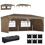 Outsunny Carpa Plegable 3x6 m Pop-up con 4 Laterales Extraíbles Beige