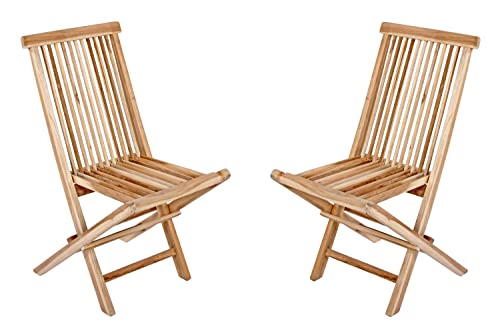 Junado Lot de 2 Menorca Chaise Pliante en Bois pour Balcon, terrasse ou Jardin, Teck, Marron, 2 x Gartenstuhl Cover