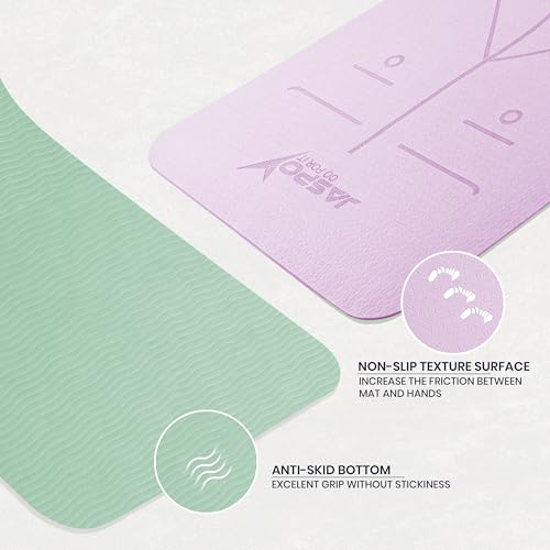 Image of JASPO Ease Yoga Mat 6mm Extra Wide with Carry Strap & Bag, Non-Slip Anti-Skid Exercise Mat, Non-Toxic Latex-Free, Lightweight & Tear-Resistant Workout Mat for Yoga, Pilates, Meditation & Home Gym (6ft X 2.62ft) (Pink)