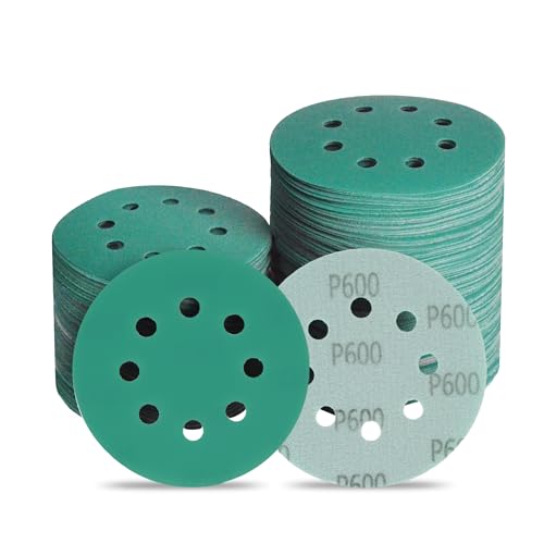 Image of 5 Inch 8 Hole 600 Grit Zirconia Alumina Hook & Loop Sanding Discs, Heavy-Duty Polyester Film Backing, Wet /Dry Anti-Clog for Random Orbital Sanders - Wood, Automotive, Metal - 50 Pack