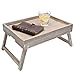 MyGift Serving Tray With Folding Legs - Vintage Gray Wood Bed Table, Foldable Breakfast and Laptop Desk for Kitchen