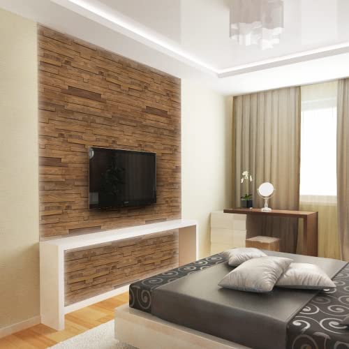 Alenor Brick Winter Natural Oak 3D Wood Wall Panels Planks 6.20 Sq. Ft 100% Natural Reclaimed Wood Panel Set Seamless Fit Diy Wall Decor Perfect For Humid Walls Mosaic Rustic Wall Decor All Wood Squares #TOP6