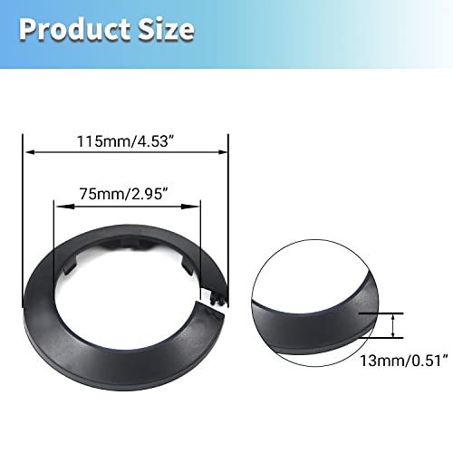 75mm/2.95" Pipe Collar, 4Pcs Black Pipe Cover Radiator Plastic Waste Pipe Collar for Tube Decoration - Image 3