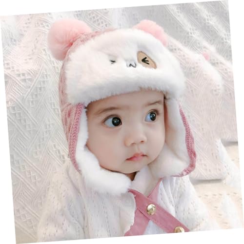 BESPORTBLE Cotton Material Boys and Girls Beanie Earflaps Winter Hat for Boys Girls Pink2