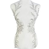 Rhinestone Bodice Applique, FANGZHIDI Beaded Patch for Wedding Bridal Dress, Formal Evening Costume- Perfect for Dressy Occasion, Holiday Party, Graduation Performance, Designer