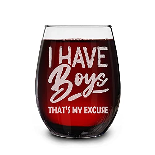 shop4ever Engraved Boy Mom Stemless Wine Glass #TOP26