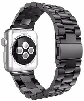U191U Compatible with Apple Watch Band Series 4/3/2/1, Stainless Steel Bracelet Strap w/Adapter+ TPU Soft Case Cover for iWatch 38/40/42/44mm (Black 40mm)