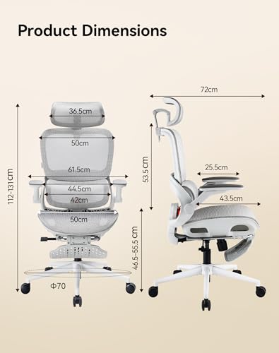 Image of SIHOO B100 Pro Ergonomic Office Chair with Adaptive Lumbar Support, Computer Chair with Dual-Back, Desk Chair with 360 Rotatable & Flip-Up Armrests, 3D Wide Headrest, 2 Packs, Light Grey