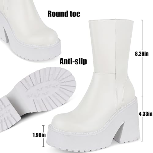 Image of AMINUGAL Platform Ankle Boots for Women Chunky Block Heel