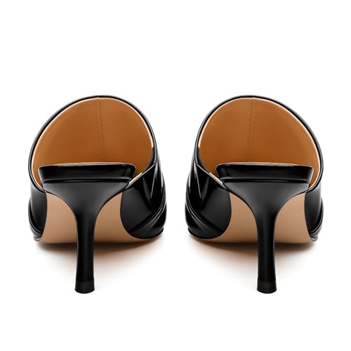 Women's Heeled Sandal, Square Closed Toe Mid Stiletto Heels, Slip On Fashion Comfort Casual Working Dress Slide Sandals for Women4