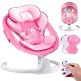 Picture of Bluetooth Baby Swing for Infants, Compact & Portable Baby Swing for Girl, 3 Seat Positions, 5 Swing Speed, 10 Music, Remote Control, USB Plug-in Power, Reversible Cushion for All Seasons