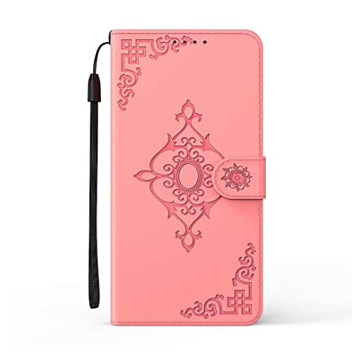 Samsung Galaxy S7 Edge skal, stötdämpande mjukt PU-läder notebook telefonfodral präglad blomma med ställ magnetisk korthållare smal flip skyddande fodral för Samsung Galaxy S7 Edge rosa