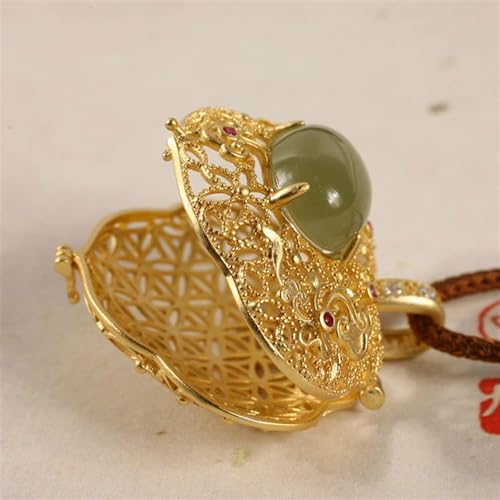 Collier chinois rétro en jaspe de Hetian et pendentif argent 45cm - 6
