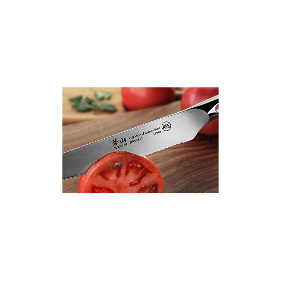 Cangshan N1 Series 59809 German Steel Forged Serrated Utility Knife, 5-Inch