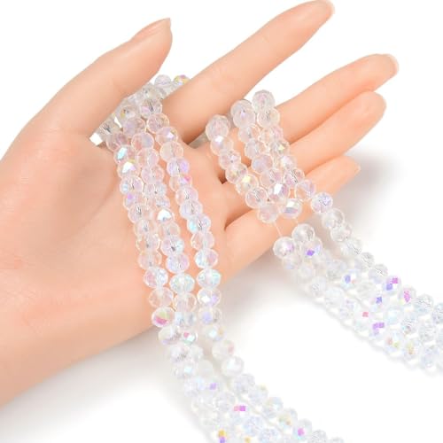 Image of 140pcs Czech Faceted Rondelle Crystal Glass Beads 8mm Bulk Crystal AB
