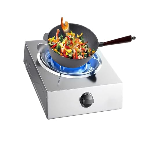 THEGA Estufa De Gas De 5,2 KW, Cavidades Y Alto Fuego, con Un Solo Quemador, De Sobremesa, De Acero Inoxidable, con Encendido Automático Y Protección contra Llamas(NG)