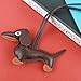 AHQiZFX Dachshund Keychain, Cute Leather Animal Ornament Handmade Key Holder Puppy Dog Charm Gifts for All Dog Lovers (Brown)