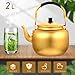 DOITOOL 2 Quart Stainless Steel Tea Kettle Stovetop, Teapot for Stovetop with Ergonomic Handle, Golden Tea Pot Korean Kettle for Coffee Hot Hot Water Boiler for Induction Gas