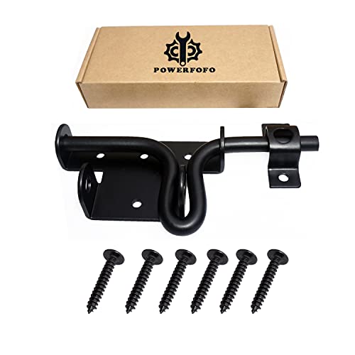 Powerfofo Sliding Bolt Door/Gate Latch,Extremely Thick Material,with Padlock Hole… (1 Pack)