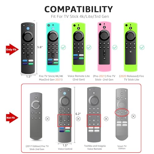 (3 Pcs) ONEBOM Fire Stick Remote Cover 3rd Gen, Glowing in The Dark, Anti Slip Protective Silicone Firestick Cover Compatible with Firestick 4K / 4K Max/Fire Stick Lite Voice Remote - Thumbnail 2