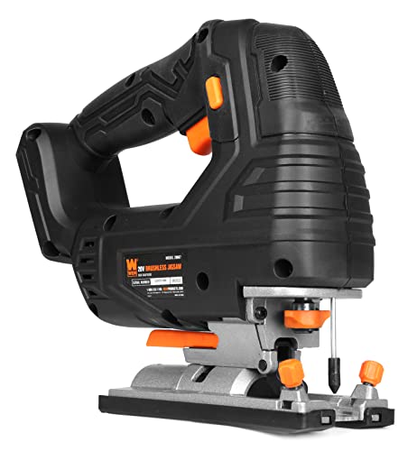 Image of WEN Cordless Jigsaw, Brushless with Variable Speed, 20V Max 4.0 Ah Lithium Ion Battery and Charger (20667)