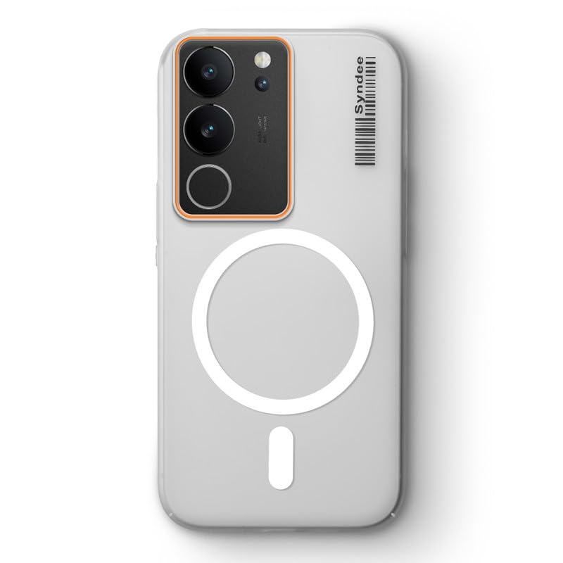 Image of Mr. Case Back Cover for Vivo V29 5G Sleek Frosted Translucent Back Only Compatible with Wireless Magnetic Accessories | Anti-Scratch Shockproof Phone Case - White