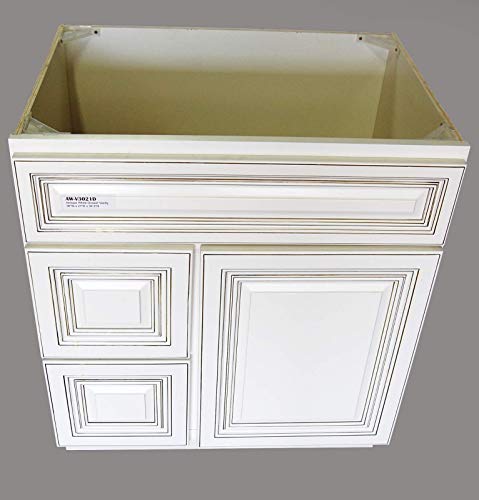 Green Leaf New Atique White Single-Sink Bathroom Vanity Base Cabinet 30" Wide X 21" Deep Aw-V3021Dlr #TOP1
