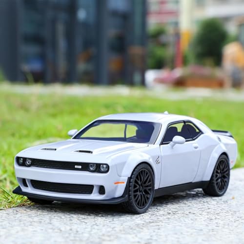 Image of Dodge Challenger Toy Car 1:24 Scale Hellcat Collection Diecast Metal Toy Model Car for Kids - Pull Back Mechanism