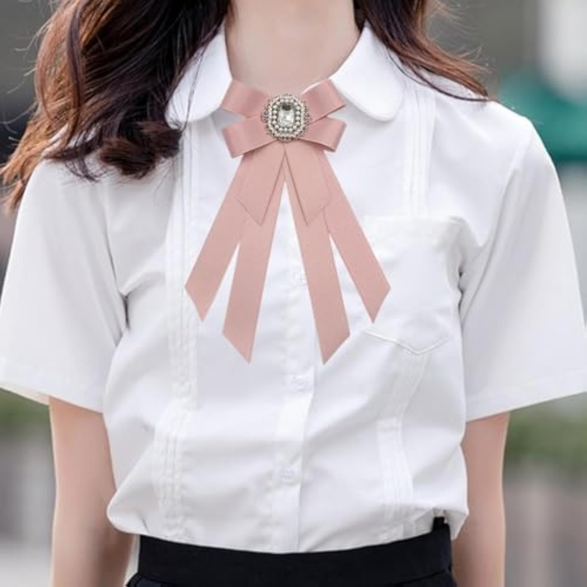 Women Bow Tie Ribbon Brooch Pin, Collar Tie Accessory